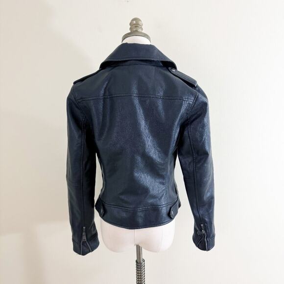 LOFT Black Faux Leather Biker Jacket Women's Size 4 EUC Zip Up Pockets - Picture 6 of 10